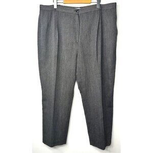 Vtg Karolyne Petite Womens Dress Pants Wool Herringbone Wide Leg Lined Gray 22